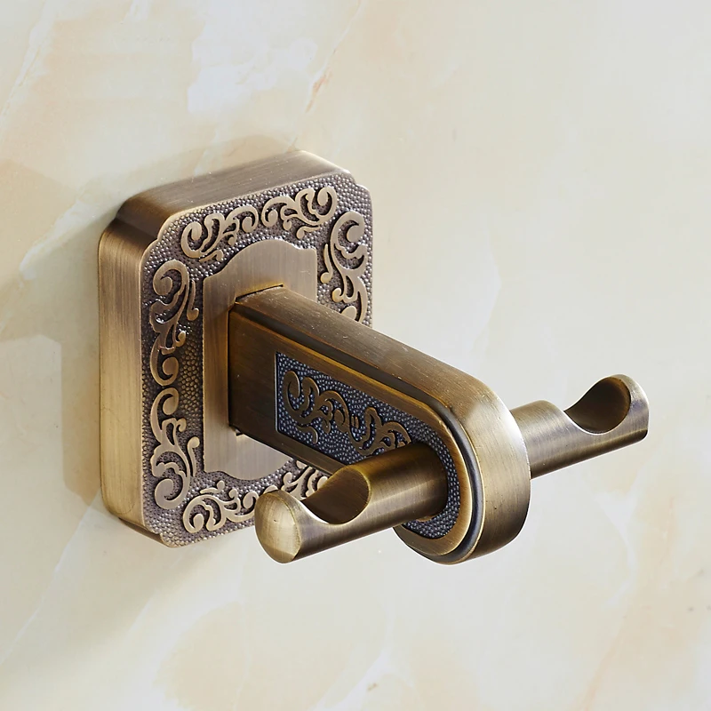 Antique carved style bathroom double robe hook, Aluminum Alloy room