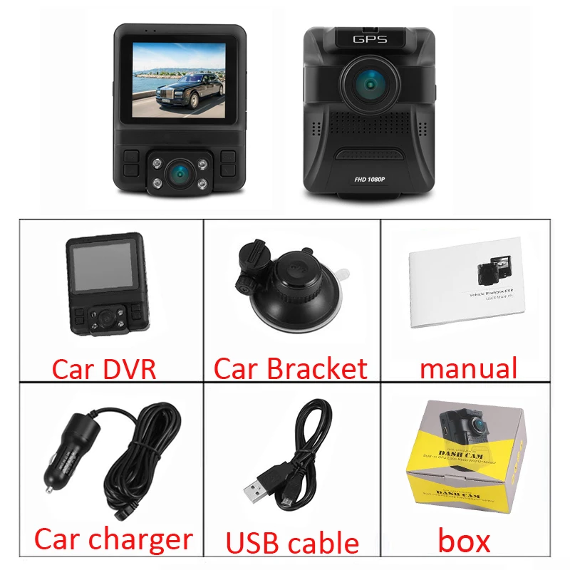 Conkim Новый GS66 Автомобильный видеорегистратор с 2 камерами 1080P Full HD Wifi GPS Novatek DVR