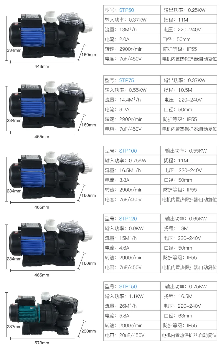 Водяной насос STP35 STP50 STP300 насос для морской воды, выделенный насос для бассейна, циркуляционный насос для бассейна, горячая Весенняя ванна, рыбный пруд