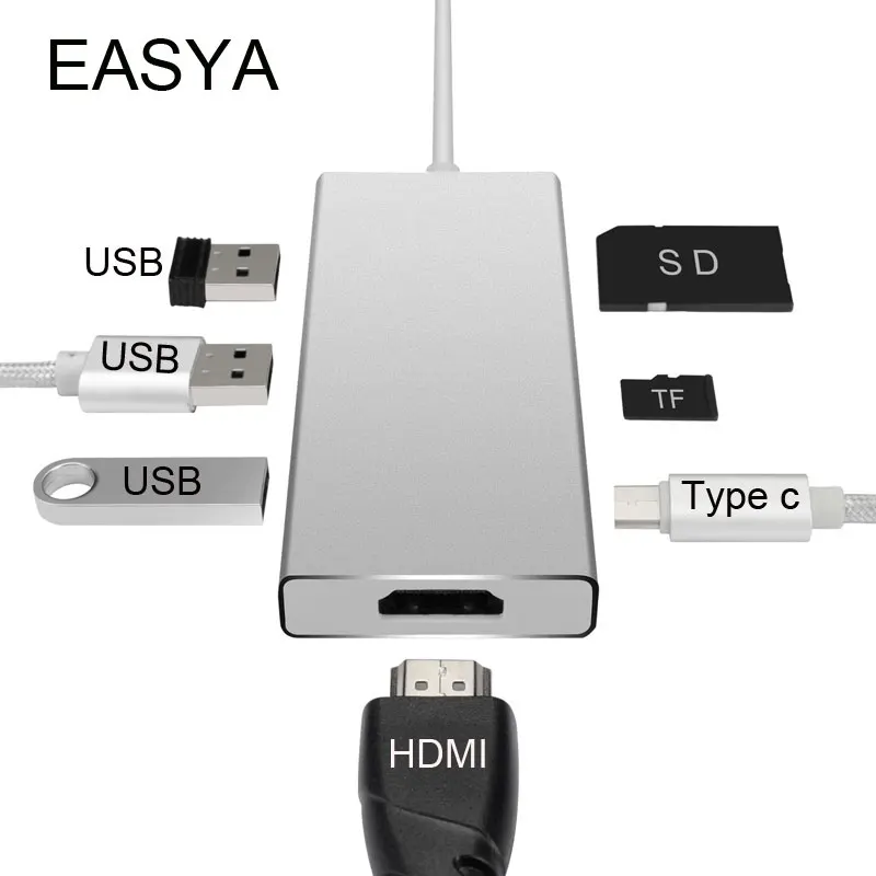 EASYA концентратор USB Type C к HDMI Поддержка dex режим для Samsung s8/s9/note8 Thunderbolt 3 с устройство