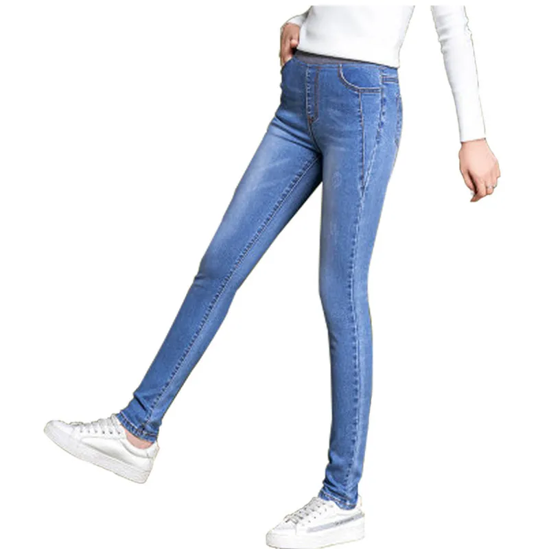 Jeans For Women Black Blue Jeans High Waist Jeans Woman High Elastic Plus Size Leisure Jeans Female Washed Denim Skinny Pencil