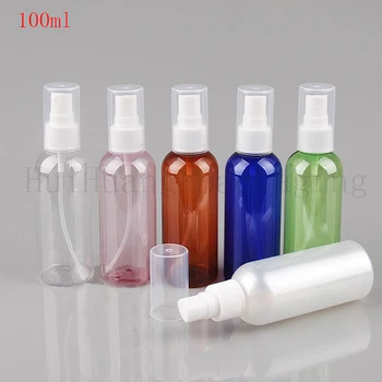 

50pc 100ml empty clear pink brown fine mist spray pump bottle plastic,good sprayer PET bottles perfume travel liquid bottle