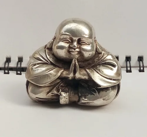 

Chinese tibet silver carved happy buddha figurine
