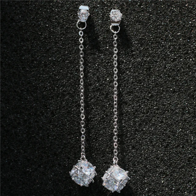 New Cubic Zirconia Drop Earring Charm Ball Dangle Earrings Long New Cubic Zirconia Drop Earring Charm Ball Dangle Earrings Long Chain Pierced Wedding Brincos