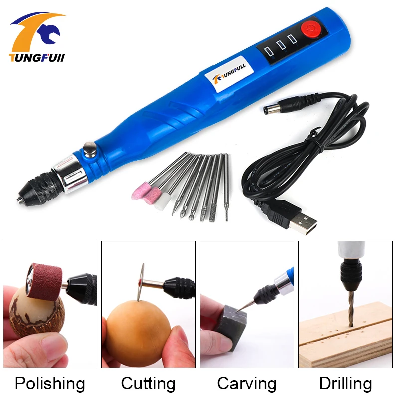  Tungfull Lithium Carving Pen Mini Electric Engraving Machine Cutting Rotary Power Tool Hand Drill W