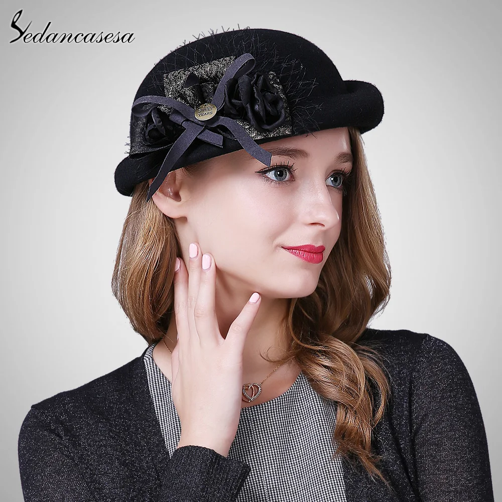 New Warm Artist Beret Hat for Women church Australian wool felt hat