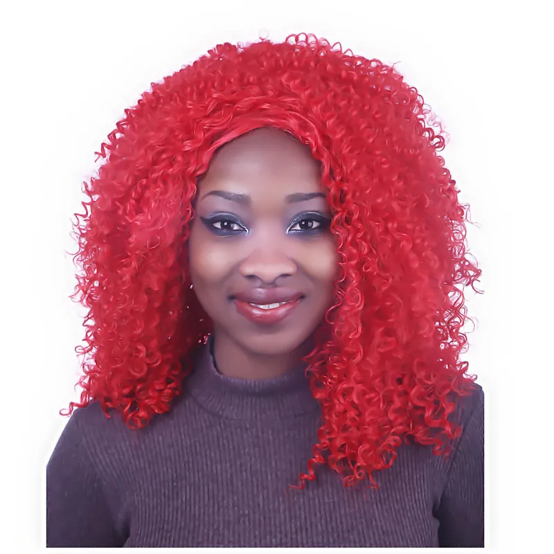 Top High Quality Afro Wigs 16" Curly Red Hair Wig African ...