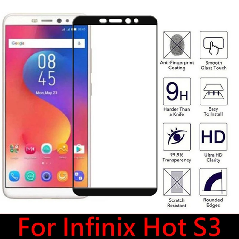 Закаленное стекло для Infinix Hot S3 полное покрытие защита экрана 9 H защитное Передняя
