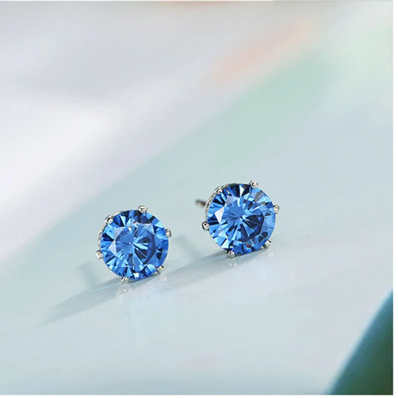 

JING YANGblue Rhinestone, titanium needle, earnail, 6mm drill wholesale link ladies earrings Europe and America Earrings