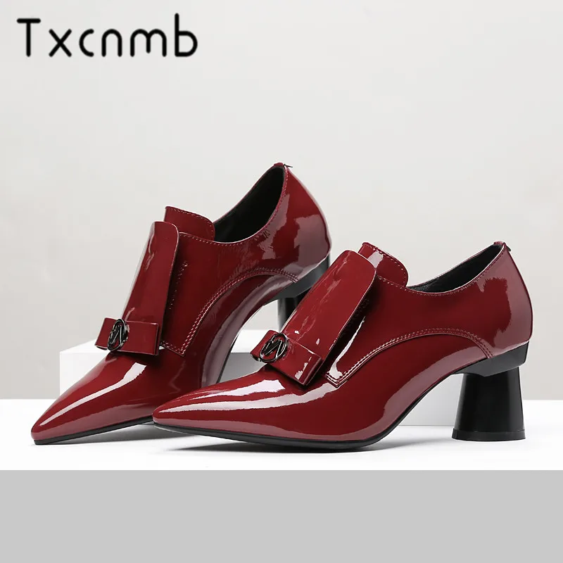 

TXCNMB Fashion Sexy Pointed Toe Party Wedding Shoes Woman High Heels Zipper Pumps Genuine Leather Basic Pumps New Shoes
