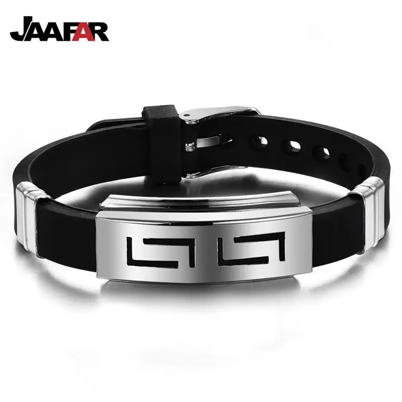 2016 New Brand Silver Color Titanium Cuff Bracelet Men Jewelry