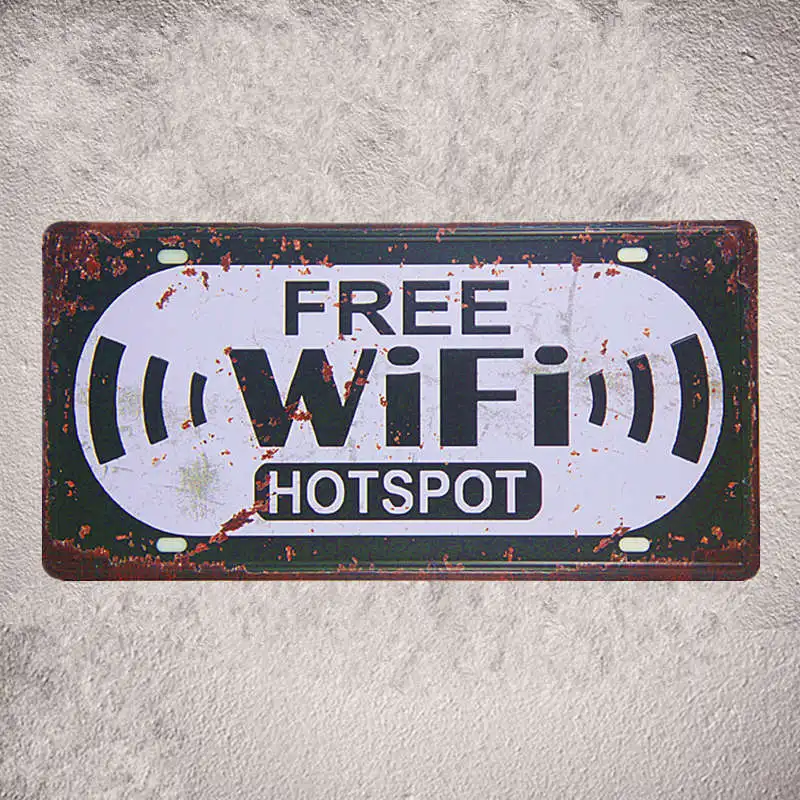Автомобиль Номерные знаки для мотоциклов Винтаж Олово Вход бесплатный Wi-Fi Кофе магазин Кафе-бар Паб Настенный декор из металла Книги по искусству плакат ресторан стены decoratoin