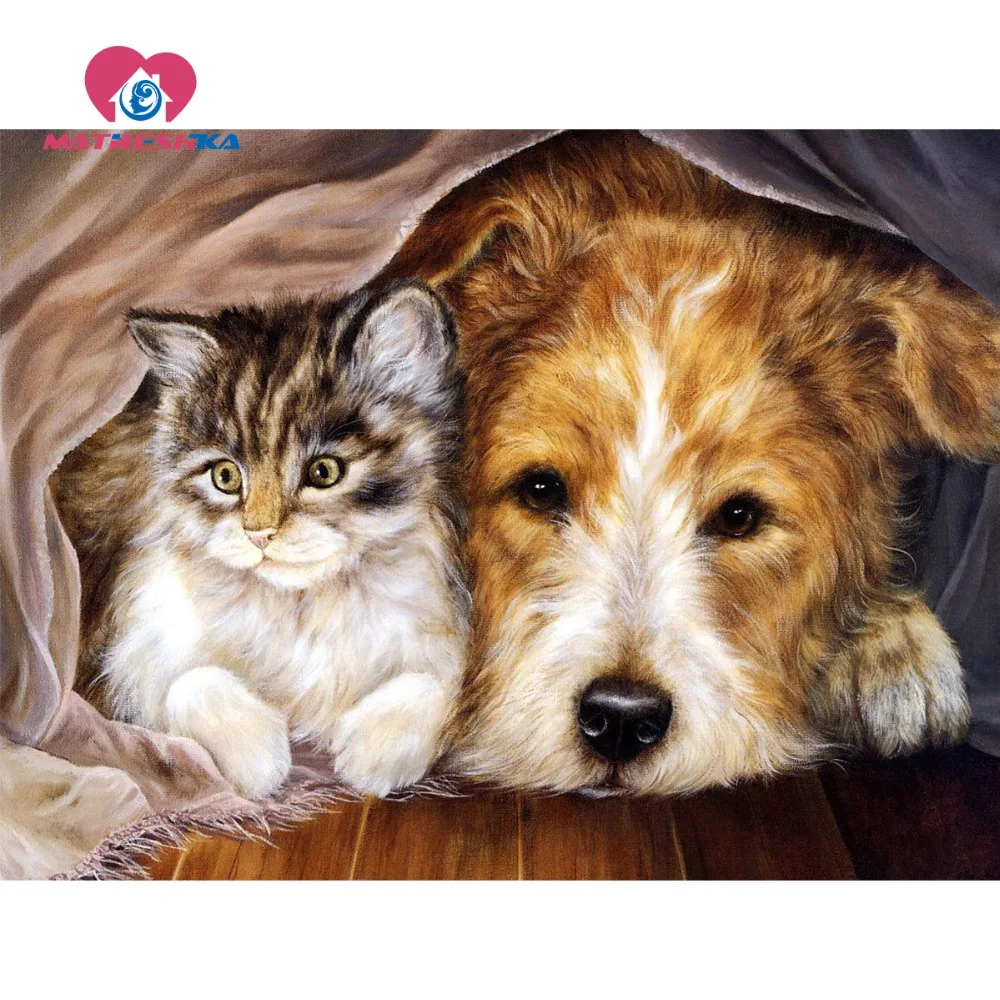 Diamond embroidery animals cat dog Diamond painting full square rhinestones mosaic pattern 5d rhinestone art Paintings crystals