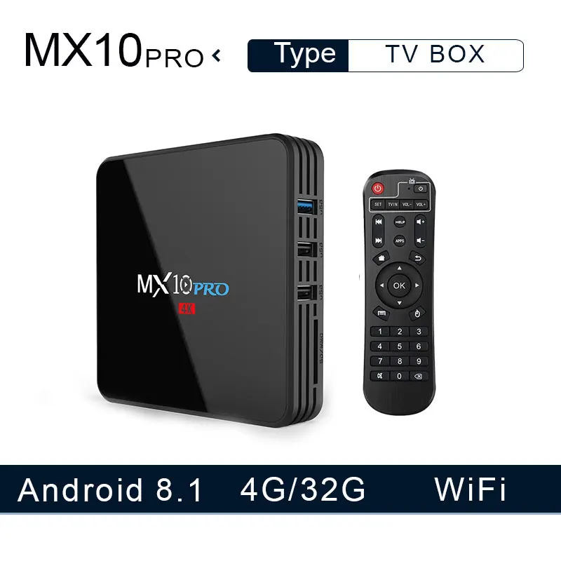 ТВ приставка MX10 PRO 4 Гб 32 ГБ Android 8 1 RK3328 4K Miracast Airplay 2 4G/Φ двойной Wi Fi HD медиаплеер
