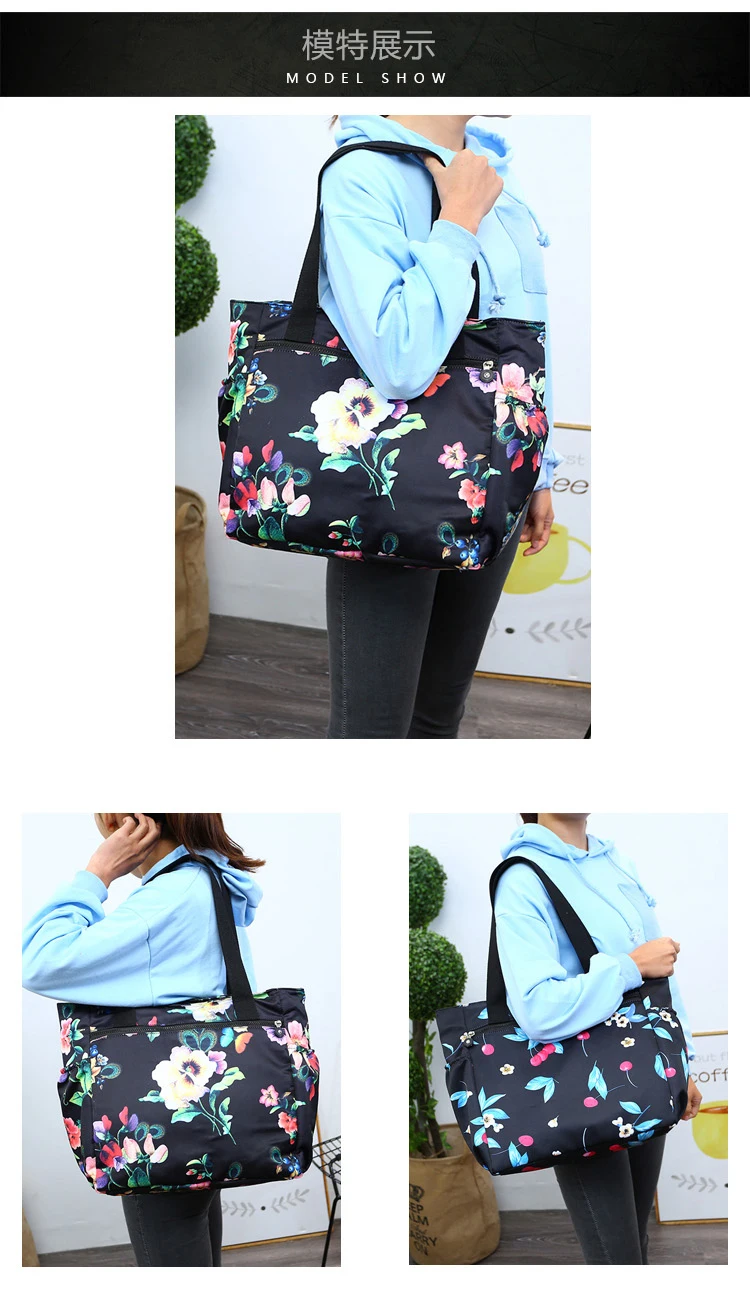 Floral Big Shoulder Bag Lightweight Large Capacity Casual Bag Waterproof Oxford Rural style Handbag Women Fashion Travel Bag best Women's Bags