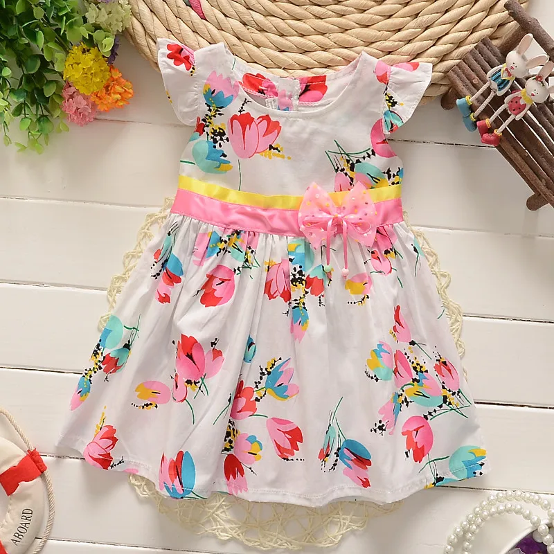 BibiCola/детское летнее Хлопковое платье; коллекция года; одежда для маленьких девочек; яркие наряды с цветочным рисунком; детское праздничное платье принцессы для девочек