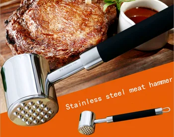 

2018 hot selling 304 stainless steel hand meat hammer kitchen gadgets senior restaurant steak hammer meat grinder meat