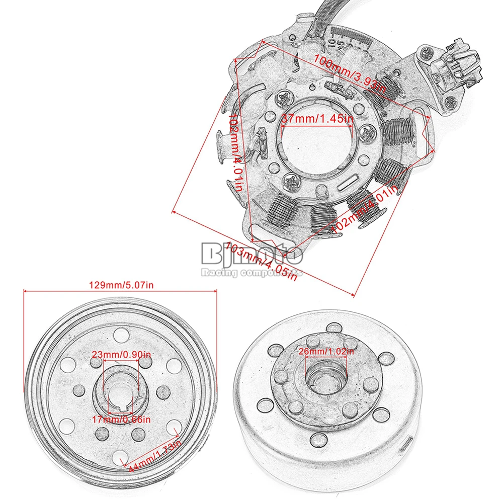 BJMOTO катушка зажигания МАГНЕТО СТАТОР маховик для Yamaha Banshee 350 YFZ350 1987-1994 МАГНЕТО СТАТОР в сборе