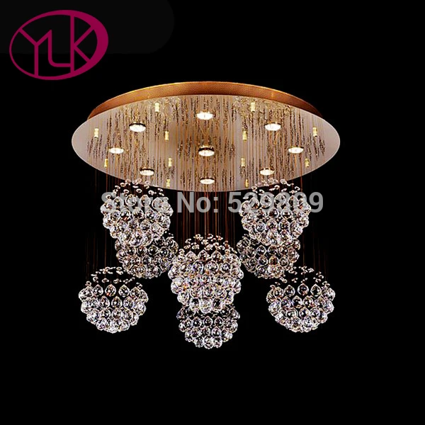 Luxury Gold Crystal Chandelier For Living Room Dia60*H60cm 9PCS Crystals Ball LED Lustres De Cristal Home Decor Crystal Lamps