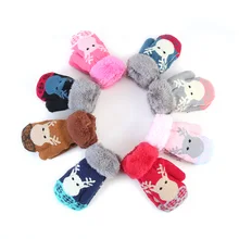 Зимние теплые рождественские перчатки для малышей; Милые плотные Рождественские перчатки с олененком для девочек и мальчиков; теплые зимние перчатки; детские бархатные толстые теплые перчатки