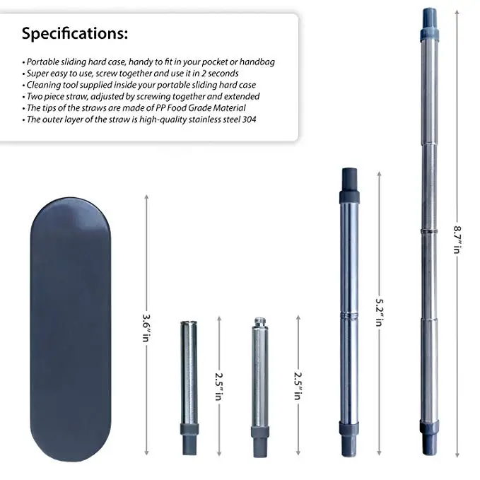 Складная Силиконовая соломинка, многоразовая металлическая соломинка, телескопическая соломинка для питья для путешествий, уличные аксессуары для кухонного бара