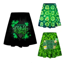 Модные женские мужские День Святого Патрика Зеленая эластичная свободная короткая юбка с принтом размера плюс 2,25
