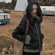 Винтажное теплое шерстяное пальто с утолщенным мехом, осенне-зимнее пальто, женский короткий мотоциклетный костюм, Женское пальто