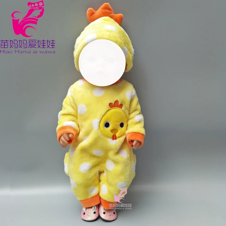 

43cm baby dolls cute cartoon yellow coack set for 18 inch doll outfit outwear children toys gift