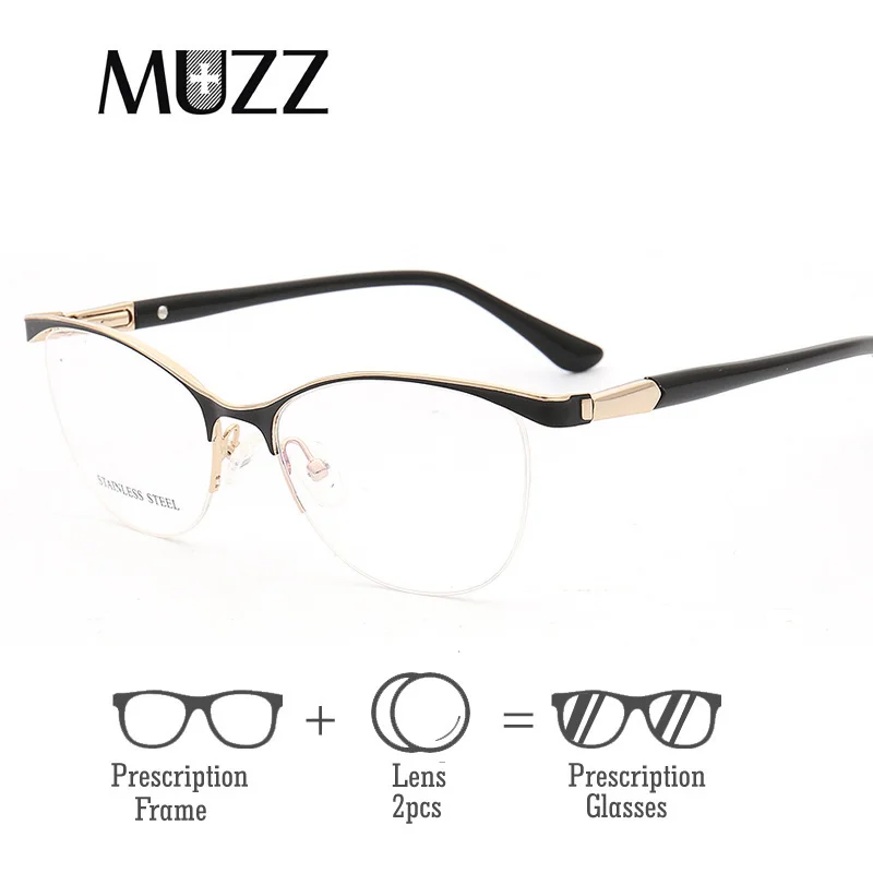 

Cat Eye Women Optical Glasses Frames With lens Metal Glasses Frame Women Prescription Eyewear Clear Myopia Computer Eyeglasses