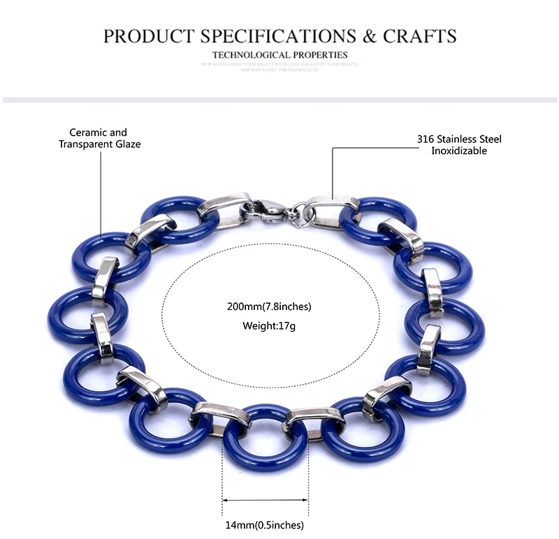 Модный синий керамический браслет, Круглый круглый браслет из нержавеющей стали для женщин и девушек, модные украшения для свадебной вечеринки, очаровательные браслеты, подарки