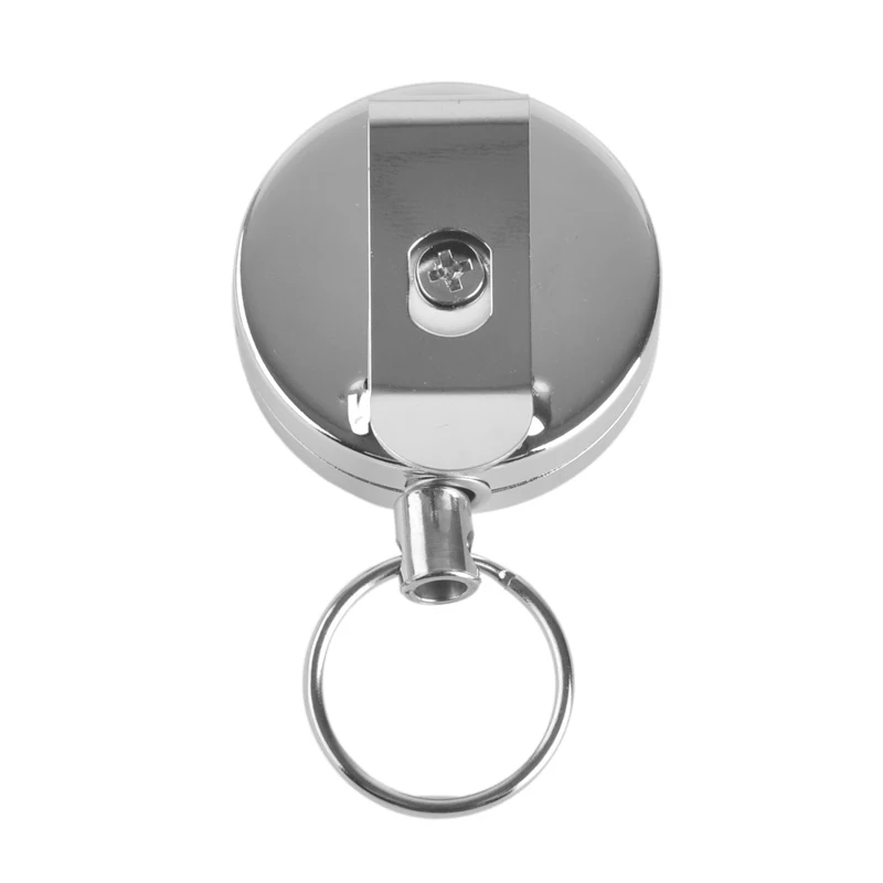 1x Steel Wire Rope Key Chain Retractable Anti Lost Badge Reel EDC Tool