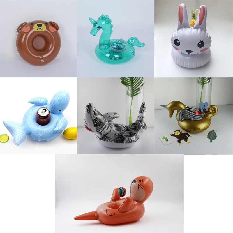 

lovely Summer Inflatable toys Bear/Unicorns/Rabbit/Whale/Shark/Sea Lions Inflatable cup mat Pool party