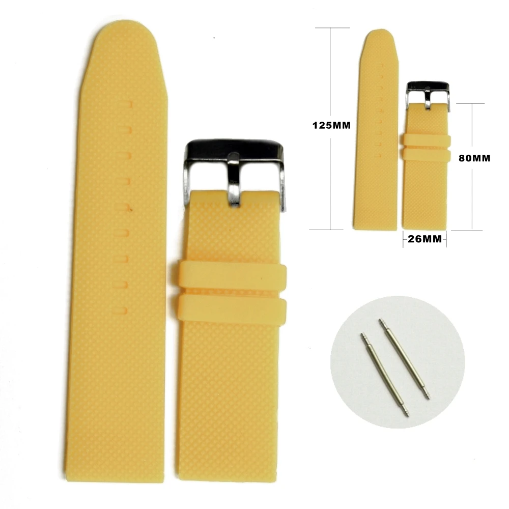 

26mm Natural Beige Silicone Jelly Rubber Unisex Watch Band Straps WB1062M26JB