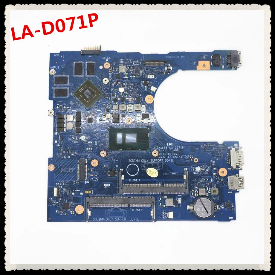 

MotherBoard AAL15 LA-D071P For 5559 Motherboard CN-0F1J0W 0F1J0W HYCVR DDR3L I7-6500U SR2EZ { 90 days warranty }