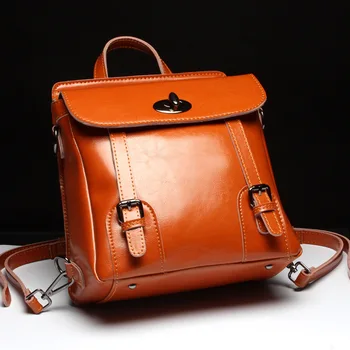 

NEW Fashion WoMen backpack Vintage Genuine Leather School Bag backpack Cover backpack WoMen Shoulder Bag Brown