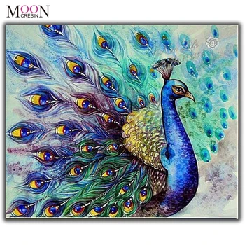 

MOONCRESIN Diamond Painting Cross Stitch Peacock Animal Diy Diamond Embroidery Full Square & Round Diamond Mosaic Decoration Kit