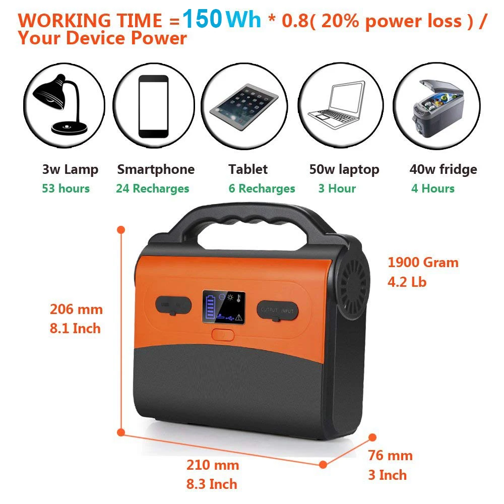 Portable generator Backup battery with solar power inverter AC power