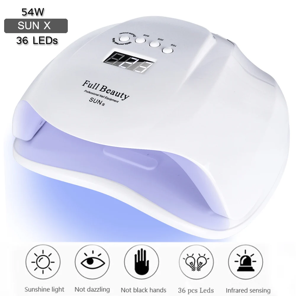 72 Вт УФ-лампа для ногтей, светодиодный светильник для лечения всех гелей, лак для маникюра, Портативная Сушилка для ногтей, умная память, ЖК-дисплей, инструмент JISUN X2plus