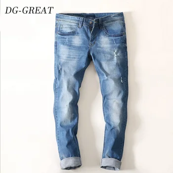 

2019 New Men Jeans Spring Summer New Style Casual Jeans Korean Version Young Slim Fit Men's Jeans Trend Denim Men's Pants Shorts