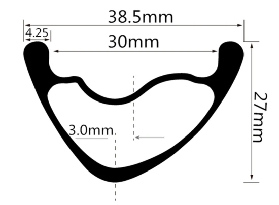 

38.5mm wide tubeless carbon fiber mountain bike rim/carbon mtb clincher rim Toray T800 38.5mm wide asymmetric 27.5 650B rims