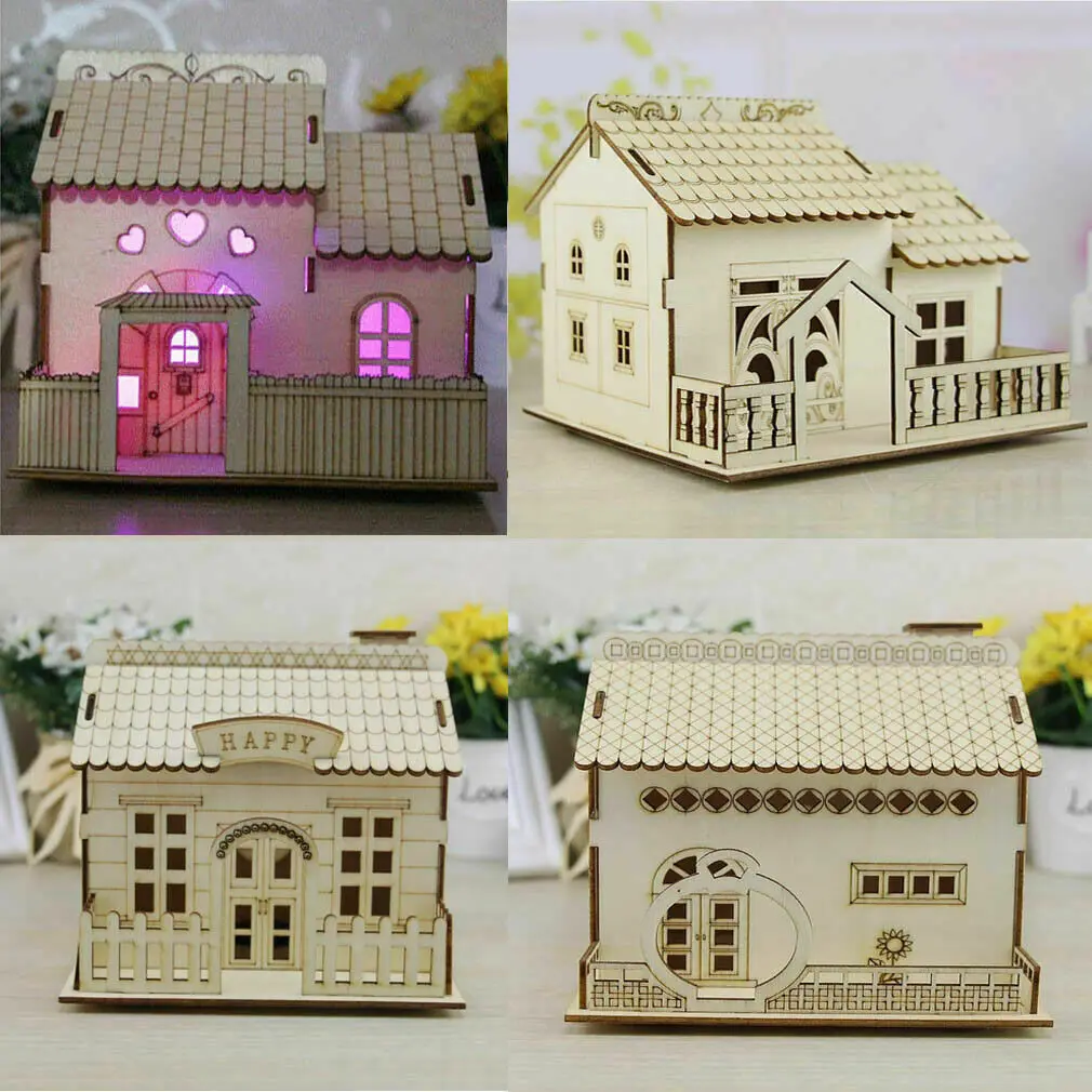 1 шт. Houten Villa Geld сберегающая монетная коробка Huis Bank met Nachtlampje voor Kinderen Speelgoed