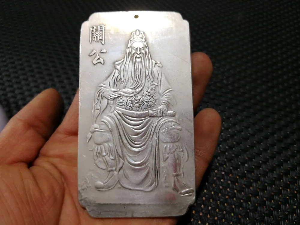

China Tibet silver Amulet Yaopai fengshui Guan Yu Pendant