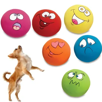 

6 Pcs/Set Pet Cat Dog Toys Teeth Squeaker Ball Puppy Squeaky Sound Face Fetch Play Toy Lhipping For Drop Ship