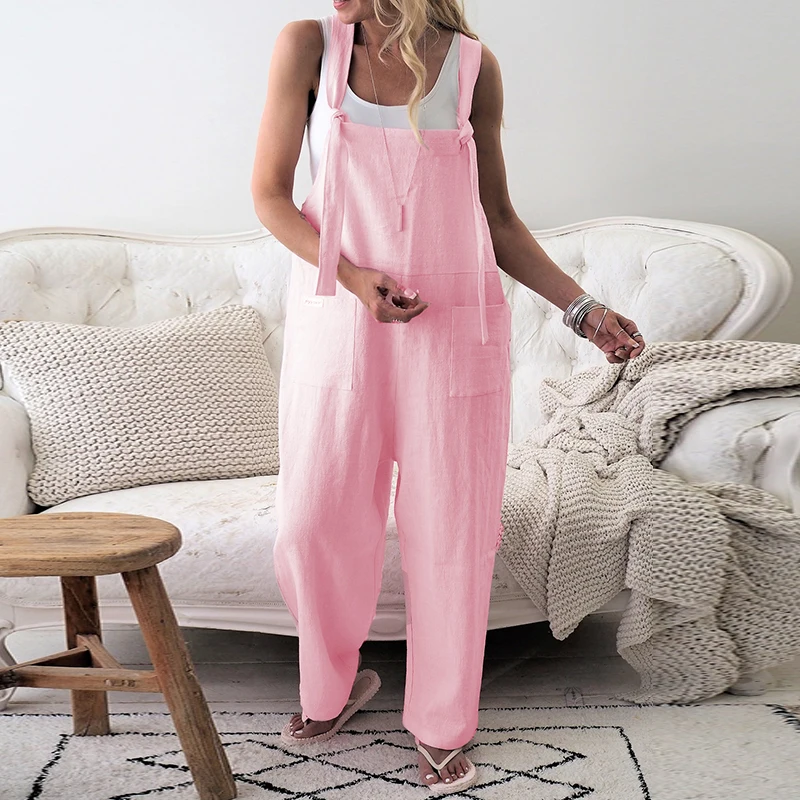 Oversized Baggy High Street Style Jumpsuits Women Elegant Wide Leg Loose Overall With Pocket Trousers Female Ladies Clothing