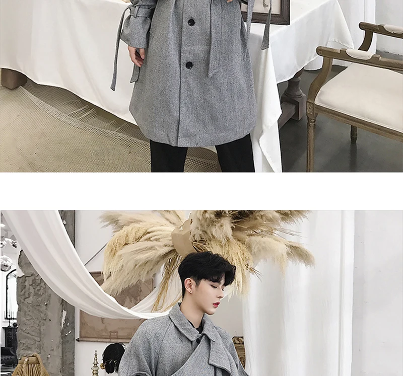  Trench Coat Men Streetwear Punk Rave Gothic Long Jacket  (12)