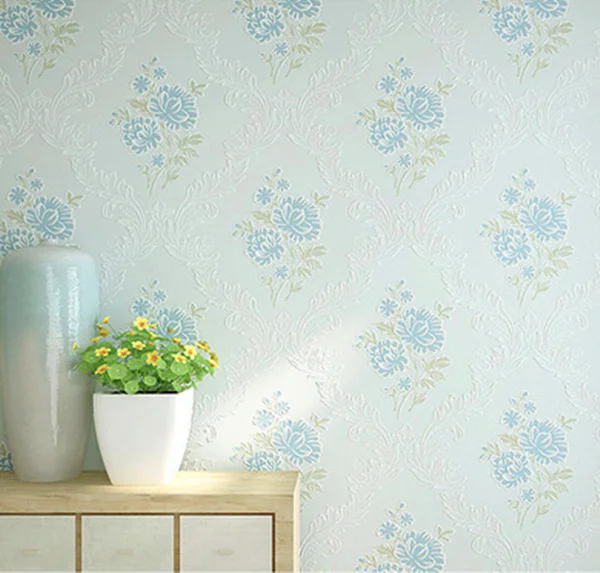 Bedroom living room TV background wallpaper green wild garden flower non-woven wallpaper05