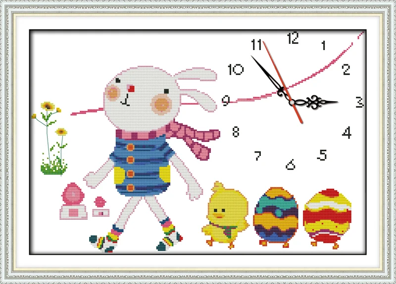 Animal clock face cross stitch kit 14ct 11ct count print canvas wall clock stitching embroidery
