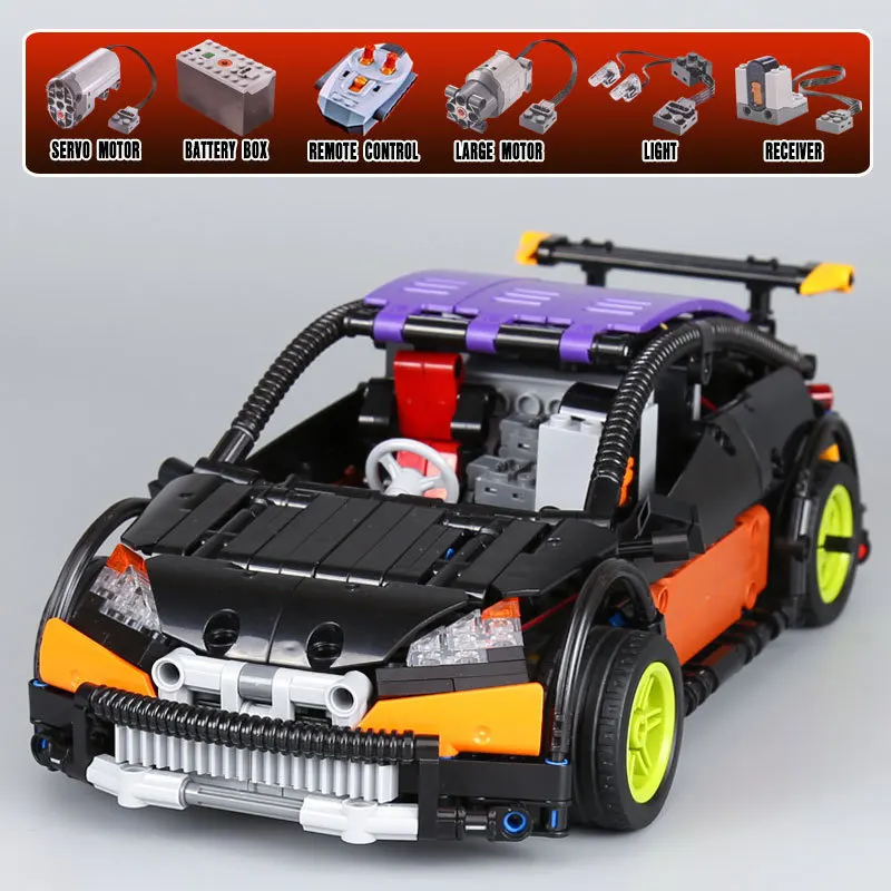 

lepin 20053 Black/Blue lepin Technic Series Hatchback Type RC Car legoing technic MOC-6604 Building Block Brick Toy