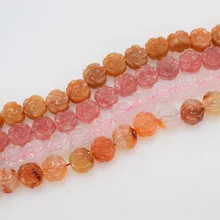 Свободные бусины 14 мм резной цветок красный агат/нефрит/pinkquartz/1" для DIY ювелирных изделий FPPJ бусины натуральный драгоценный камень