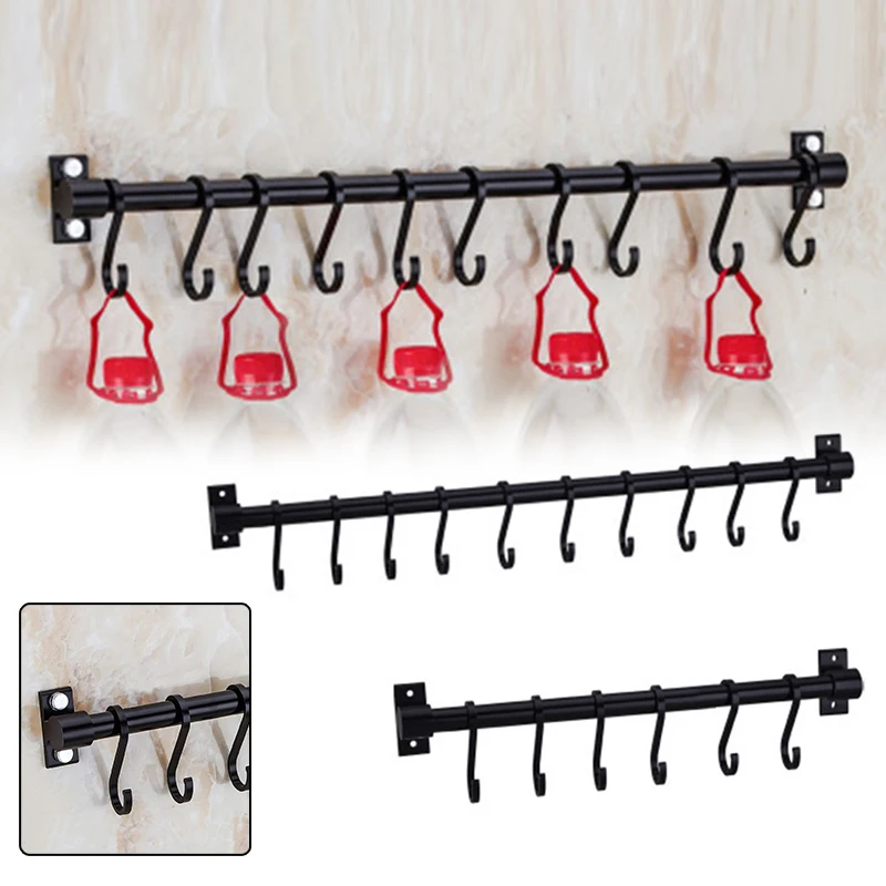 Wall Door Mounted Hanger Coat Hat Cloth Towel Rack 6/10 Hooks Space Aluminium